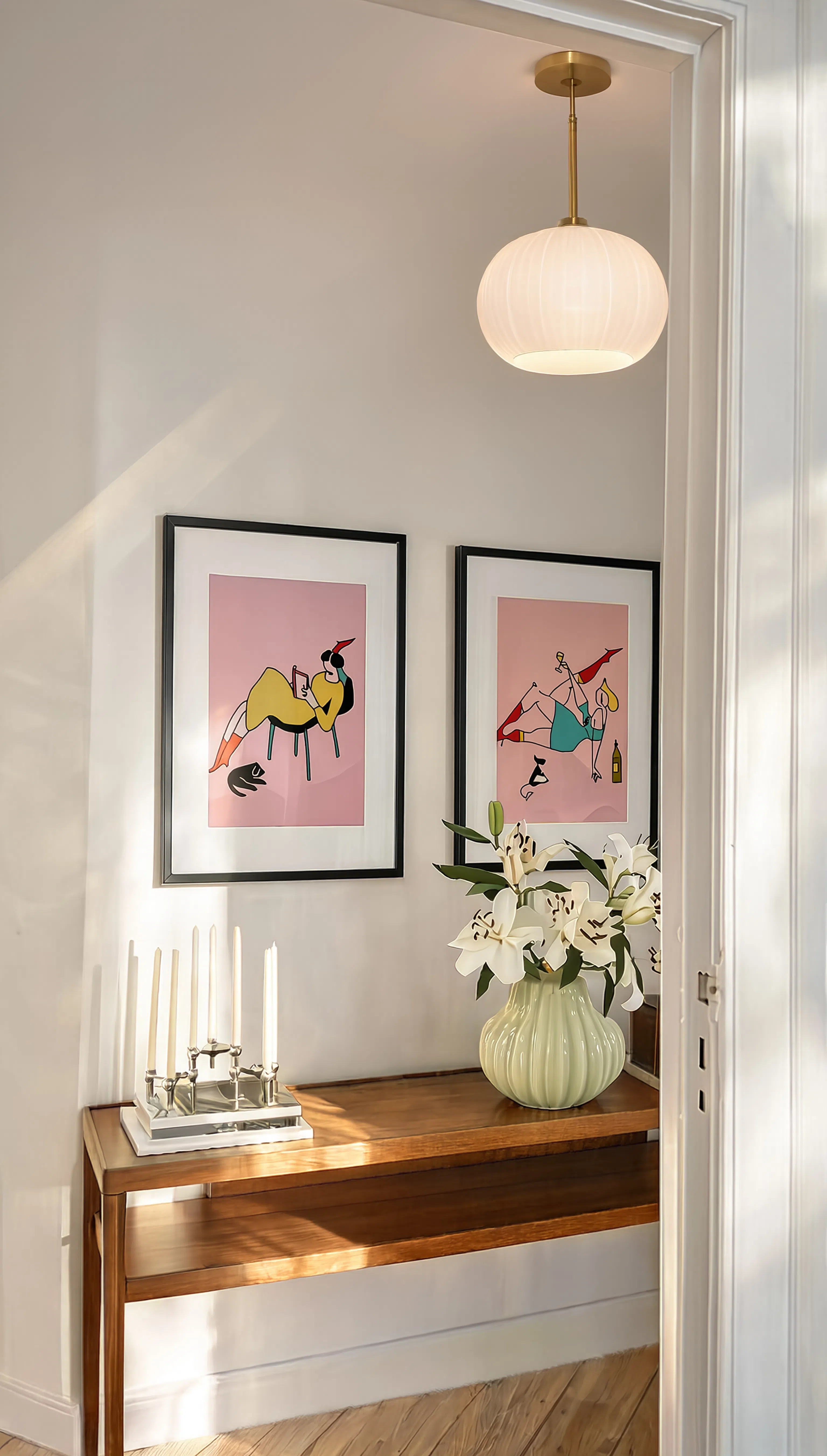 Set of 2 Cozy Lifestyle Wall Art Prints – Wine Evening & Reading Corner Gallery Set