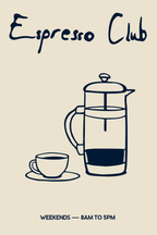 Set of 4 Coffee Prints – “Coffee Hour,” “Espresso Club,” “Cafe Society,” and “Coffee Morning” – Chic Wall Art for Coffee Lovers