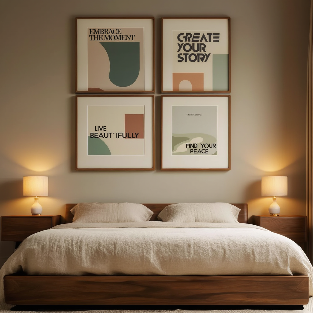 Set of 4 Motivational Prints – Inspirational Wall Art for Home & Office - Hakyarts