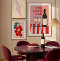 Set of 3 Wine Club & Pendulum Curve Wall Art Prints | Modern Kitchen & Dining Gallery Wall