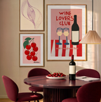 Set of 3 Wine Club & Pendulum Curve Wall Art Prints | Modern Kitchen & Dining Gallery Wall