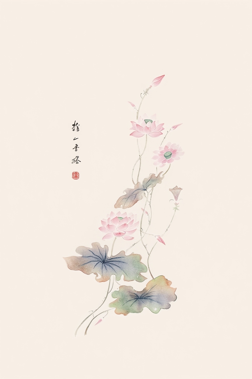 Chinese Floral Print – Minimalist Asian Botanical Wall Art