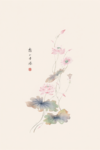 Chinese Floral Print – Minimalist Asian Botanical Wall Art