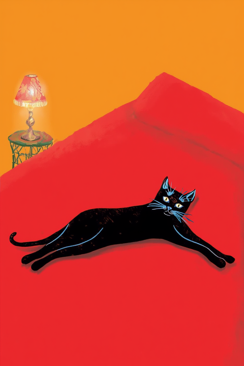 Whimsical Cat Laying Down Illustration Print