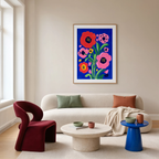 Cobalt Pop Poppies | Contemporary Floral Wall Art Print