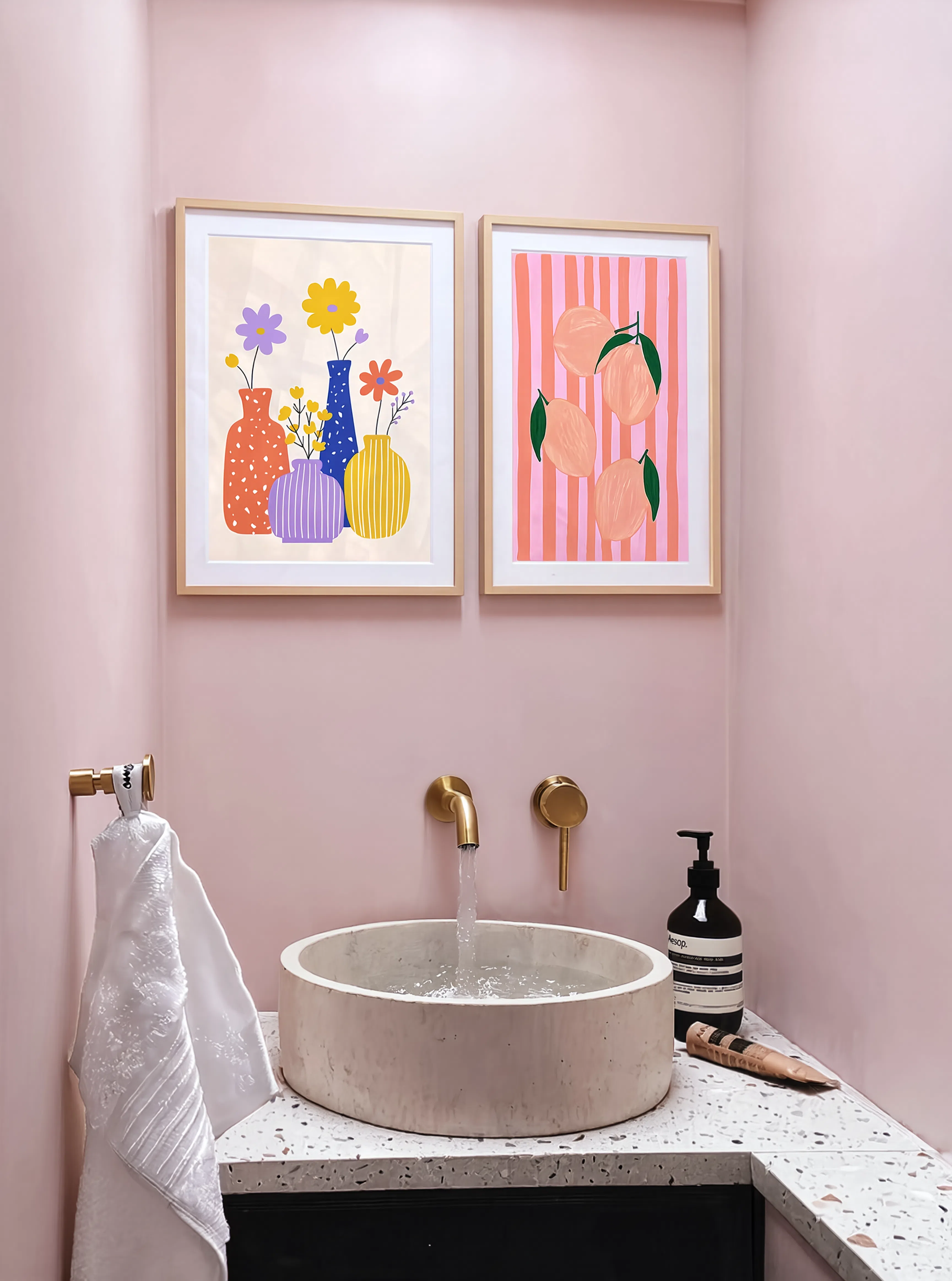Set of 2 Fruit Print – Coral Hues & Modern Vase Still-Life Variation I Prints | Contemporary Botanical Wall Art Set