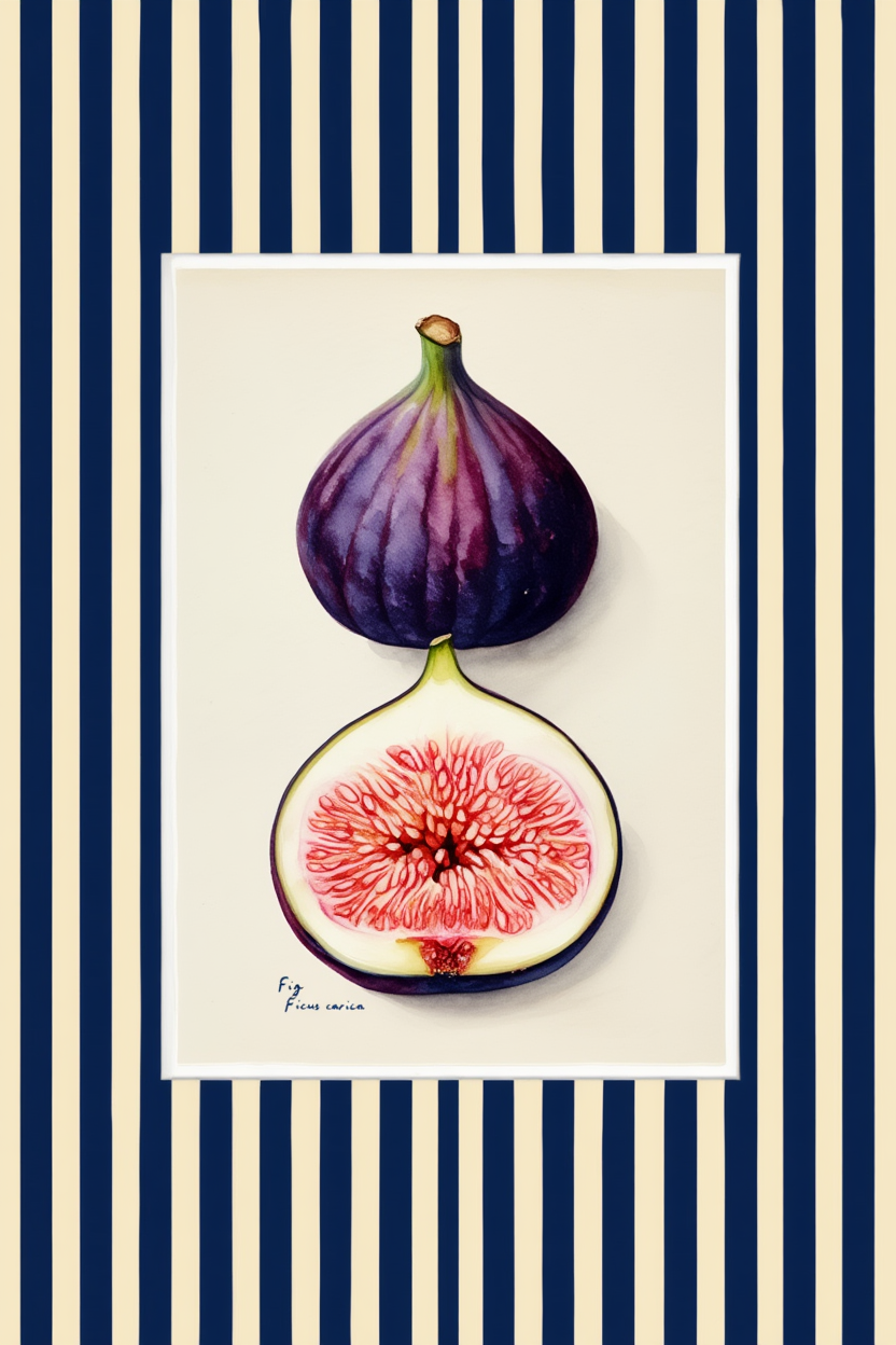 Fig Botanical – Navy – Minimalist Wall Art Print