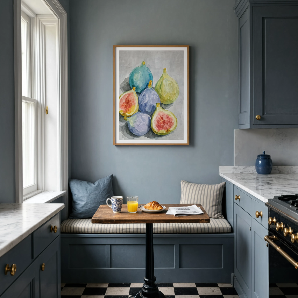 Watercolour Fig Still Life | Contemporary Botanical Kitchen Wall Art