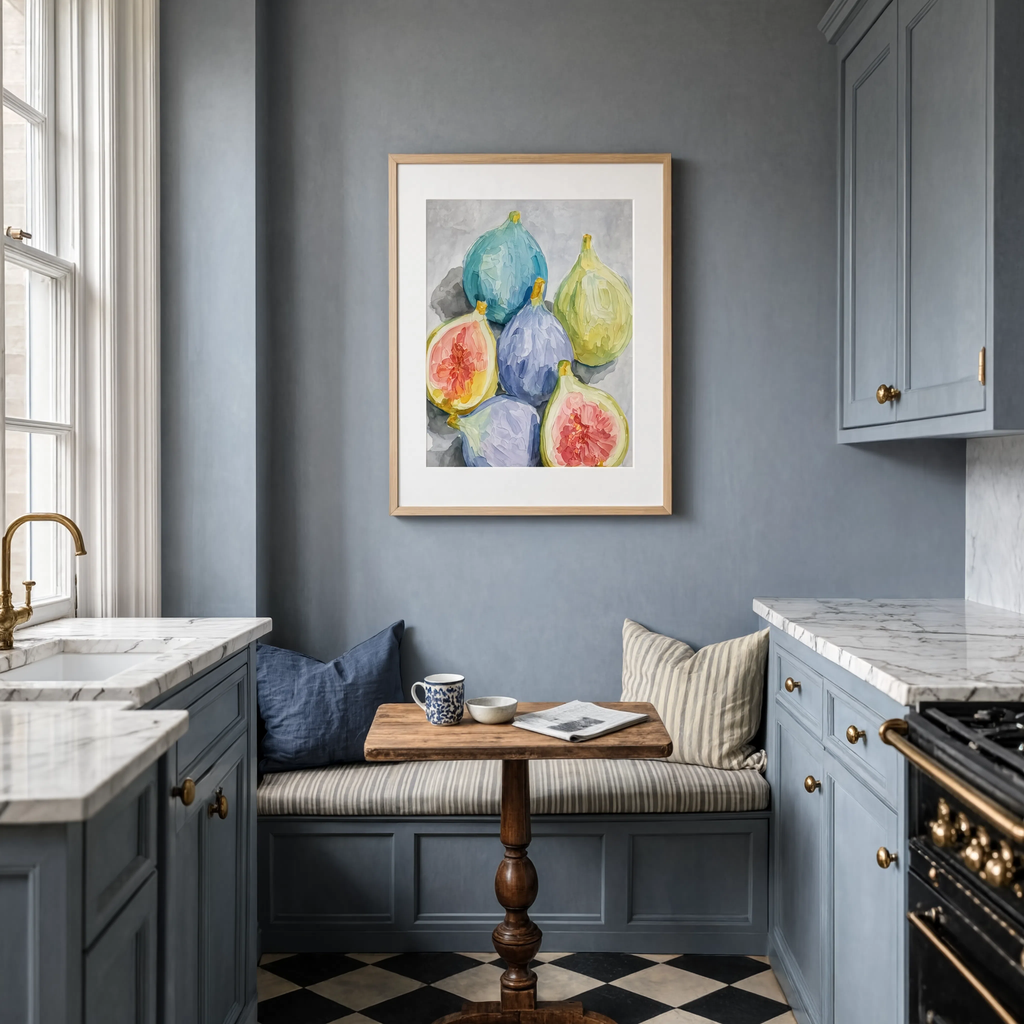 Watercolour Fig Still Life | Contemporary Botanical Kitchen Wall Art