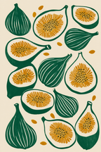 Green Gold Figs – Minimalist Scandinavian Wall Art Print