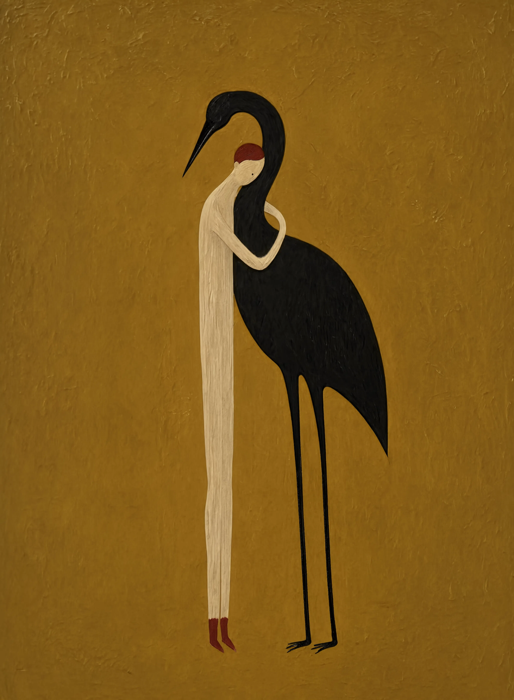 Figure with Crane | Contemporary Figurative Wall Art Print