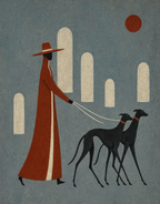 Figure with Two Hounds | Contemporary Figurative Wall Art Print