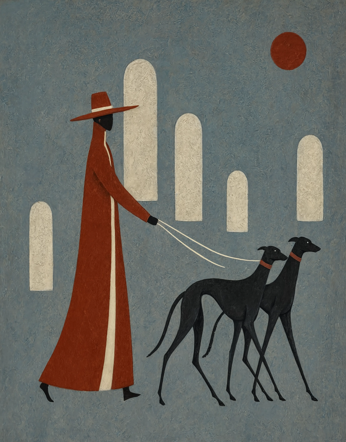 Figure with Two Hounds | Contemporary Figurative Wall Art Print
