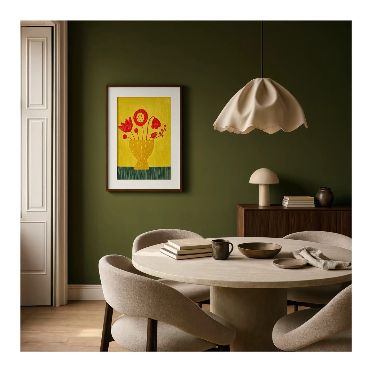 Folk-Art Floral | Contemporary Botanical Wall Art Print