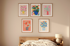5 Geometric Vase & Wildflower Prints – Modern Minimalist Wall Art for Living Room, Kitchen & Office Decor - Hakyarts