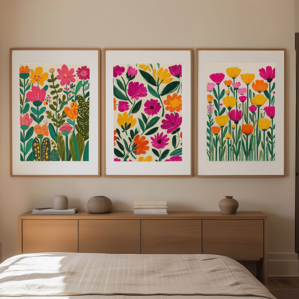 Floral Folk Art – Set of 3 Prints