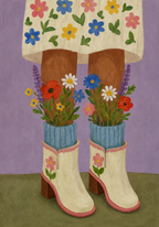 Floral Legs & Boots II | Contemporary Figurative Wall Art Print
