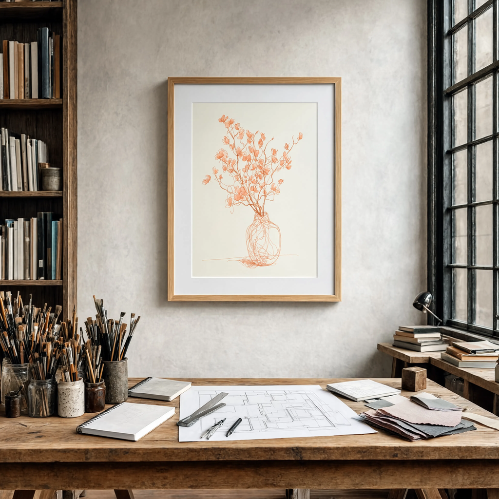 Coral Florals | Contemporary Botanical Floral Wall Art