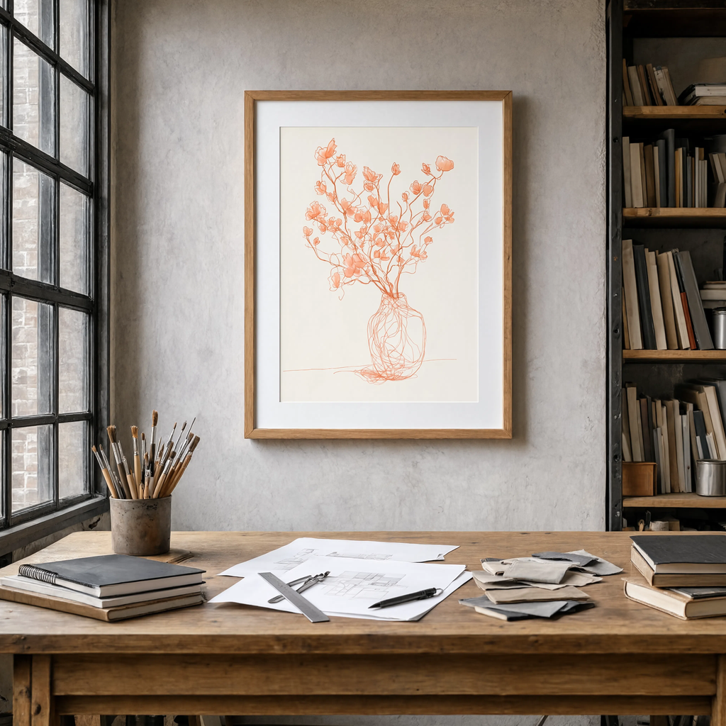 Coral Florals | Contemporary Botanical Floral Wall Art