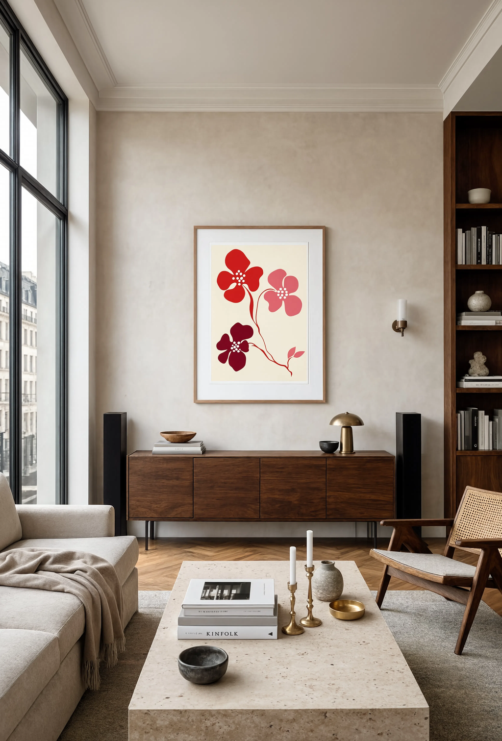 Red & Pink Floral Poster | Contemporary Botanical Wall Art Print