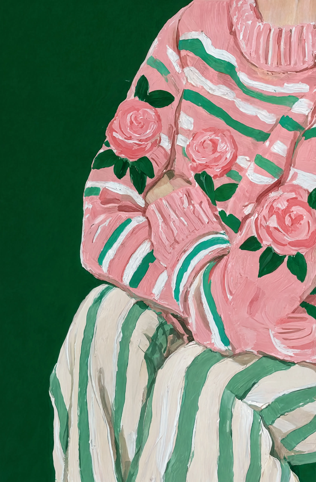 Floral Sweater Muse | Contemporary Figurative Wall Art Print