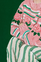 Floral Sweater Muse | Contemporary Figurative Wall Art Print