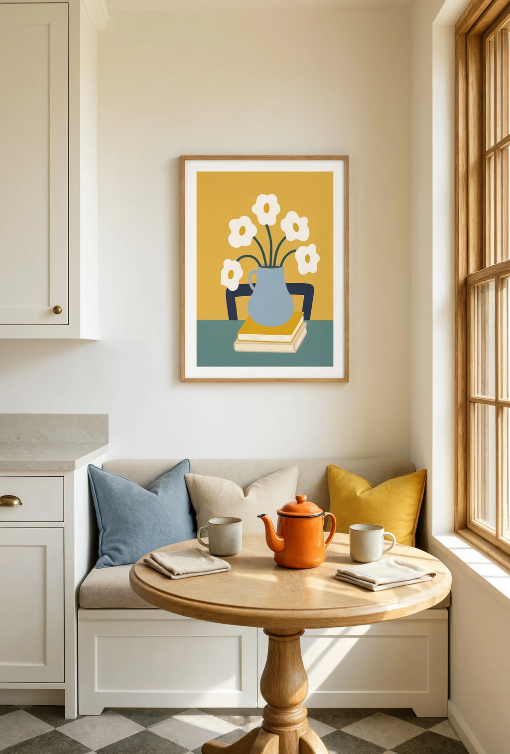 Floral Print in Sunlit Kitchen | Contemporary Botanical Kitchen Wall Art