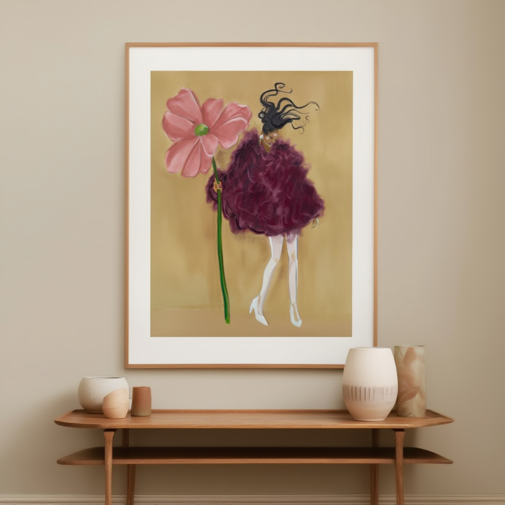 Wildflower Soul – Whimsical Black Woman Wall Art - Hakyarts