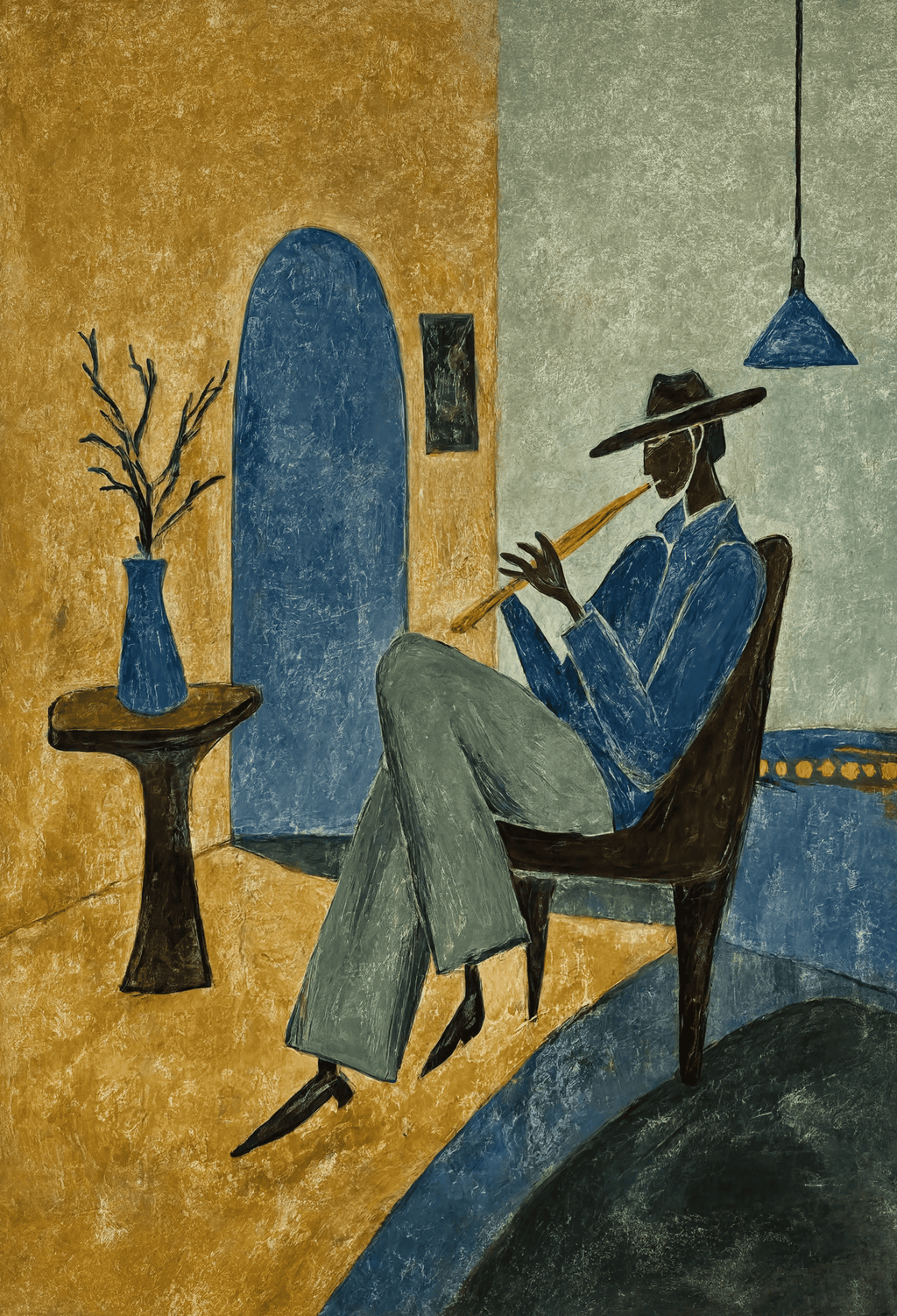 Figurative Flute Player | Contemporary Figurative Art Print
