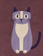 Folk-Art Cat | Contemporary Animal Wall Art Print