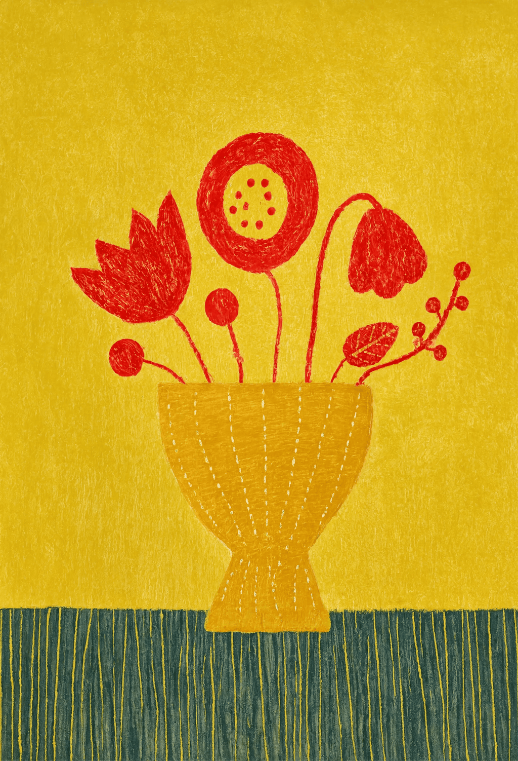 Folk-Art Floral | Contemporary Botanical Wall Art Print