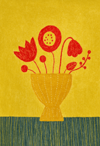 Set of 2 Folk-Art Floral & Earthy Color-Field | Contemporary Botanical & Abstract Wall Art Prints