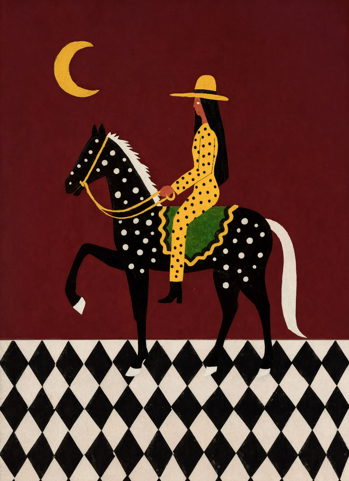 Folk-Art Rider Variation | Contemporary Folk Art Wall Art Print