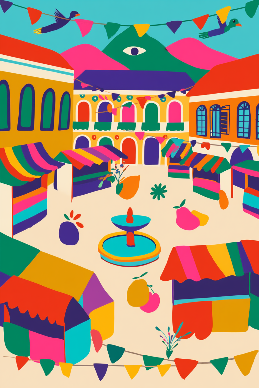 Set of 3 Colourful Village Art Prints – Illustrated Coastal Town Wall Decor