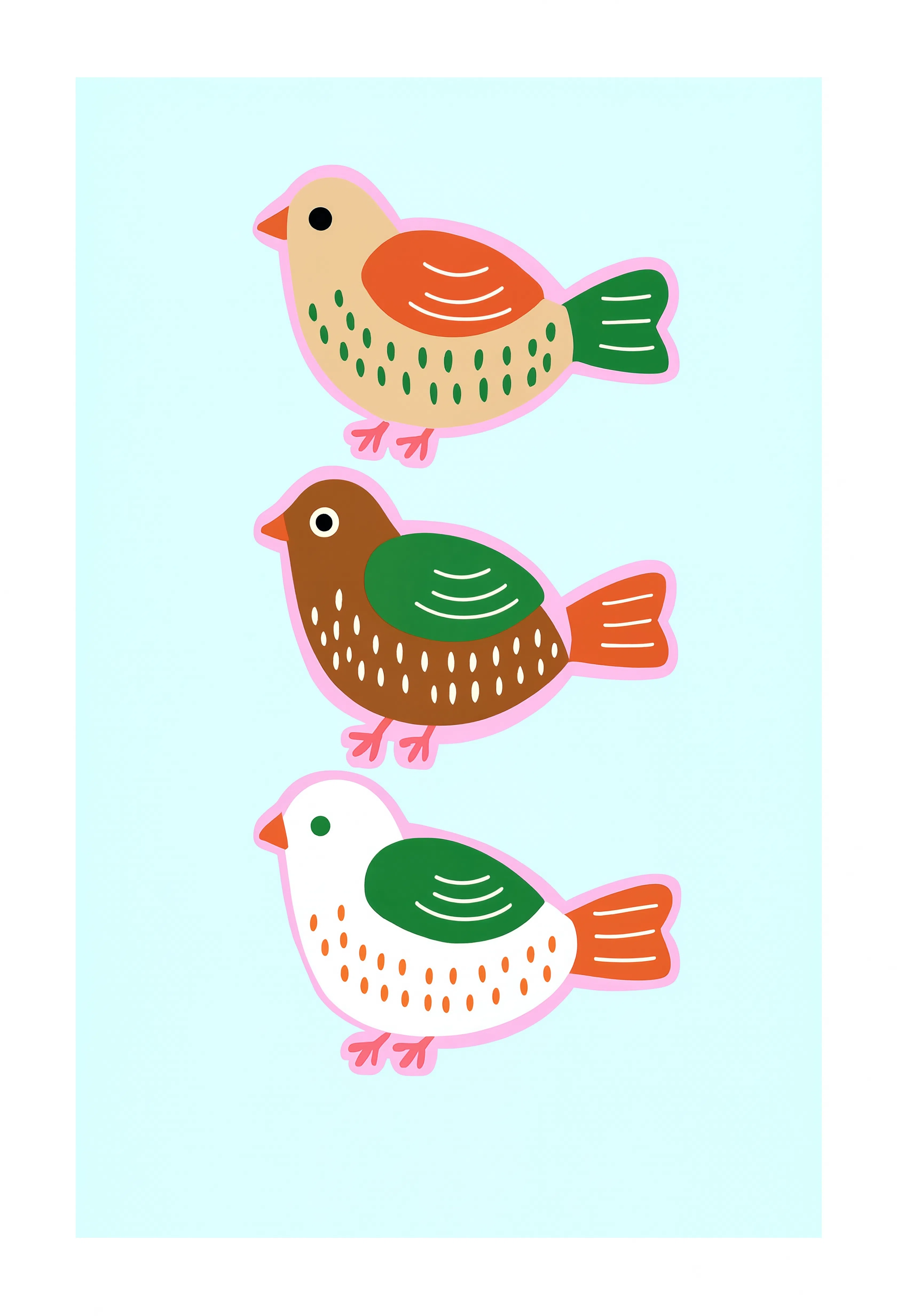Folk Birds | Scandinavian Folk Bird Wall Art