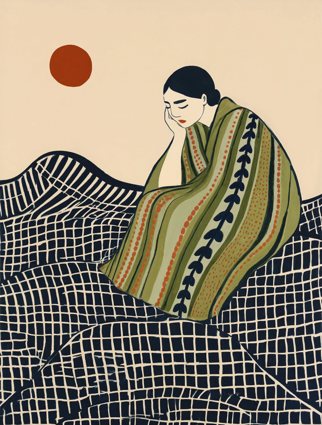 Set of 2 Figurative Woman Drapery & Navy Abstract | Contemporary Figurative & Abstract Wall Art