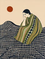 Set of 2 Figurative Woman Drapery & Navy Abstract | Contemporary Figurative & Abstract Wall Art