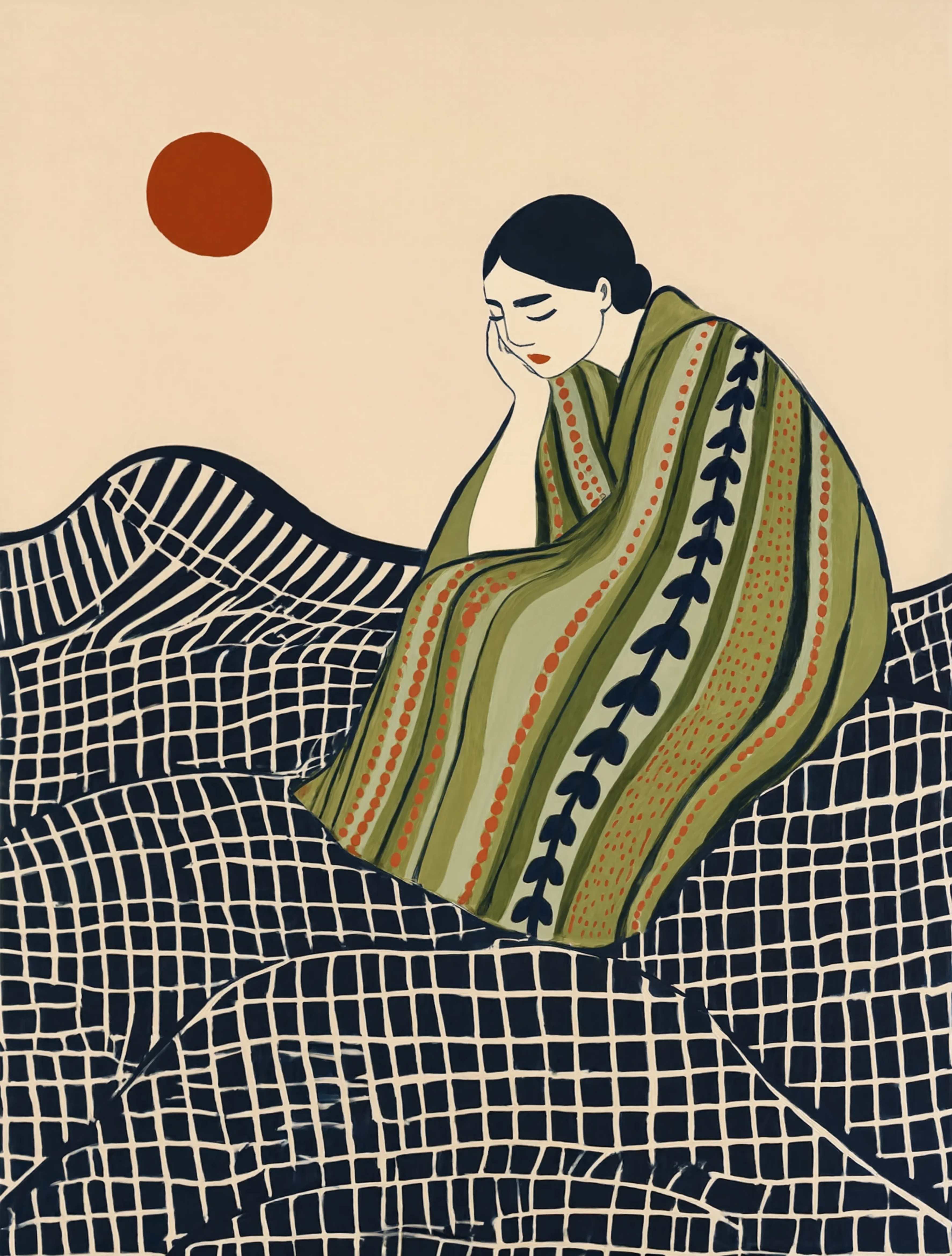 Set of 2 Figurative Woman Drapery & Navy Abstract | Contemporary Figurative & Abstract Wall Art