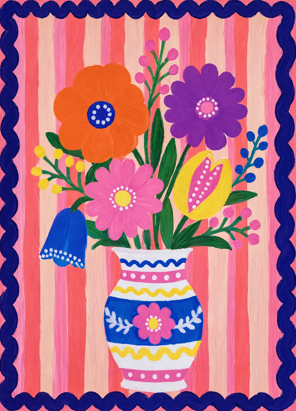 Mediterranean Floral Bouquet I | Contemporary Folk Wall Art