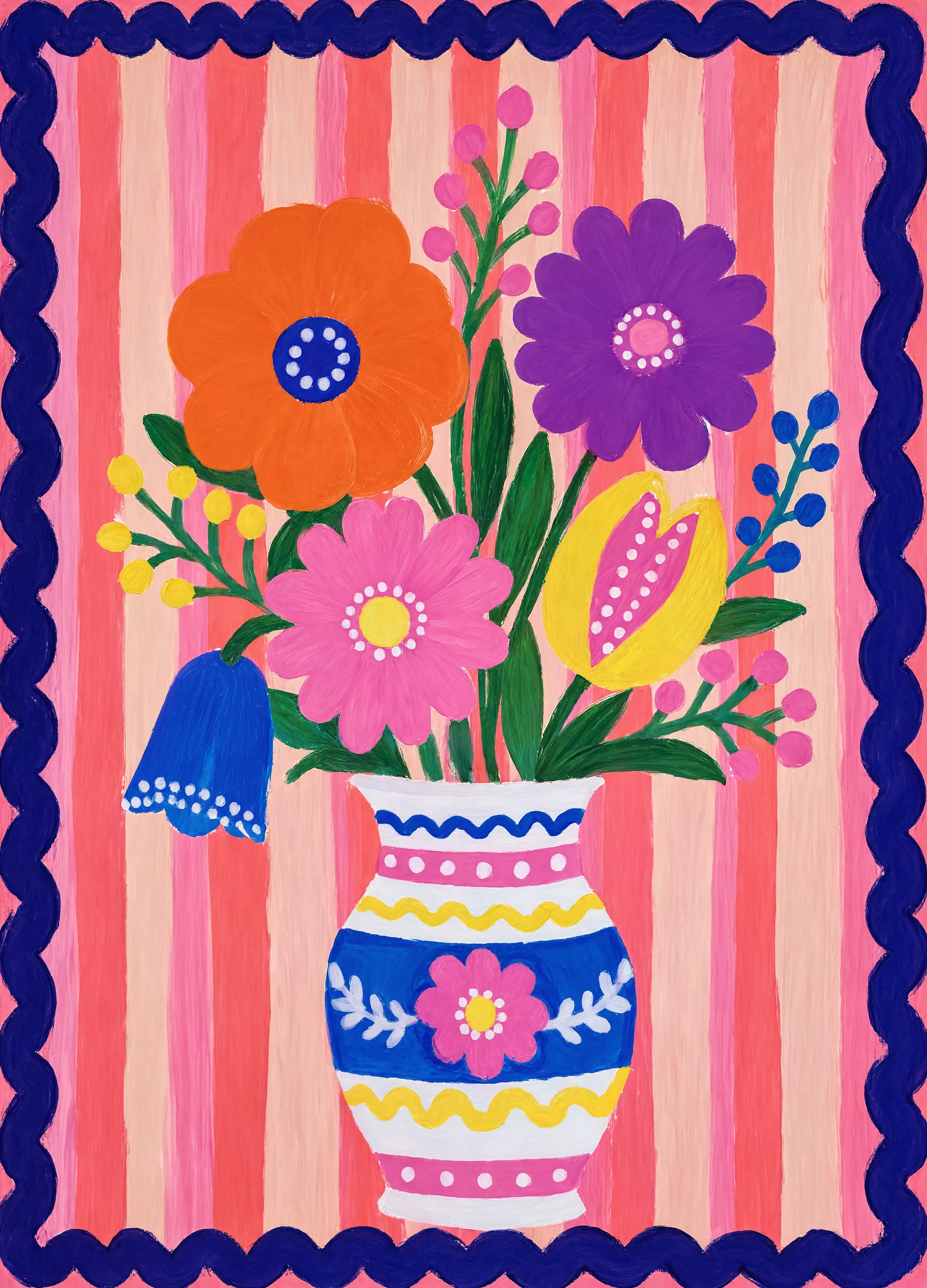 Mediterranean Floral Bouquet I | Contemporary Folk Wall Art