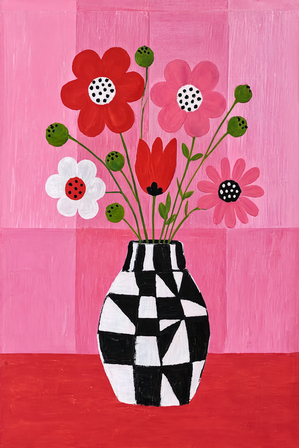 Poppies in Pink | Contemporary Floral Wall Art