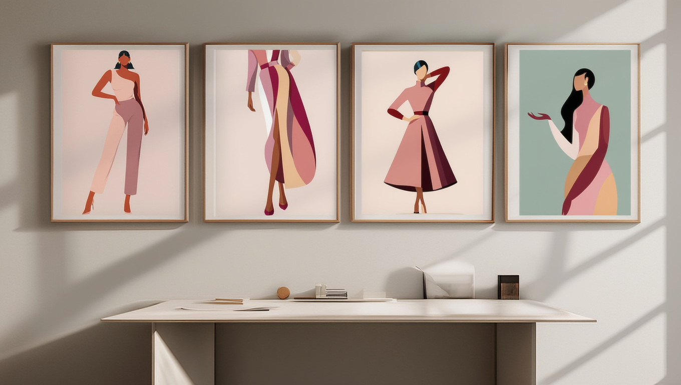 Female Silhouette – Set of 4 Modern Wall Art Prints