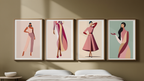 Female Silhouette – Set of 4 Modern Wall Art Prints - Hakyarts