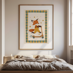 Fox on Scooter – Minimalist Wall Art Print