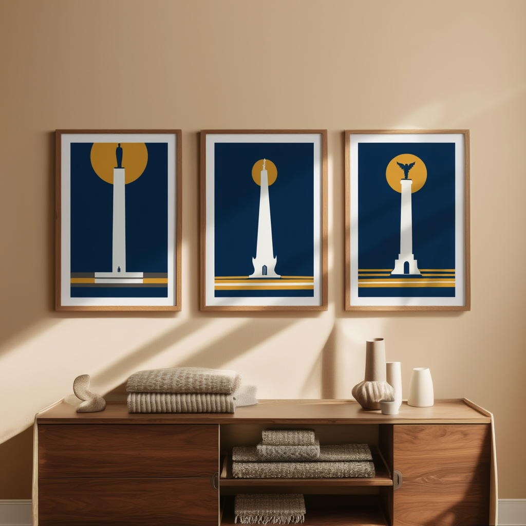 Set of 3 Art Deco Architectural Prints – Timeless Geometric Elegance