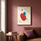 Bold Red & Blue Forms | Modern Abstract Wall Art Print