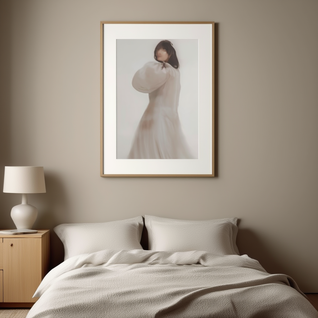 Ethereal Motion – Blurry Female Silhouette Art Print - Hakyarts