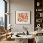 Bird Print in Terracotta Hues | Contemporary Nature Wall Art