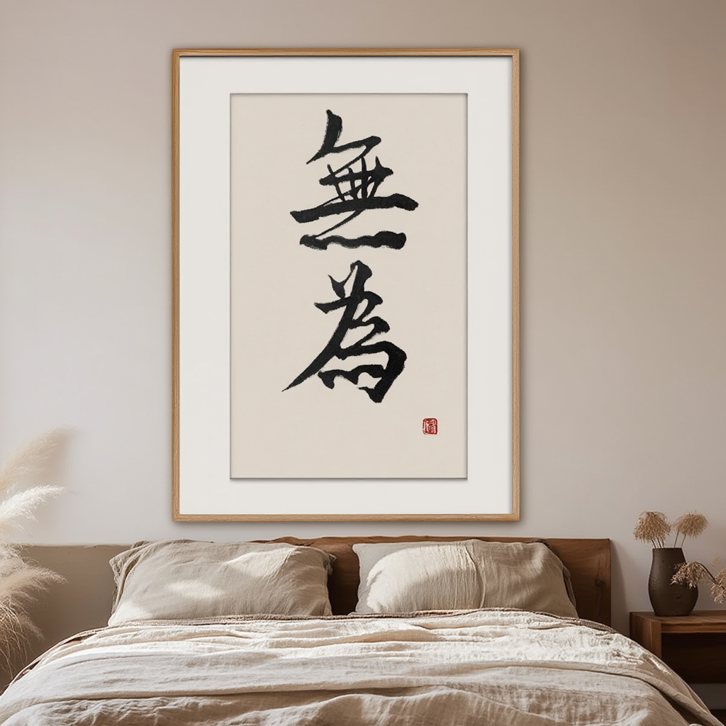 Wu Wei Calligraphy – Minimalist Zen Wall Art Print