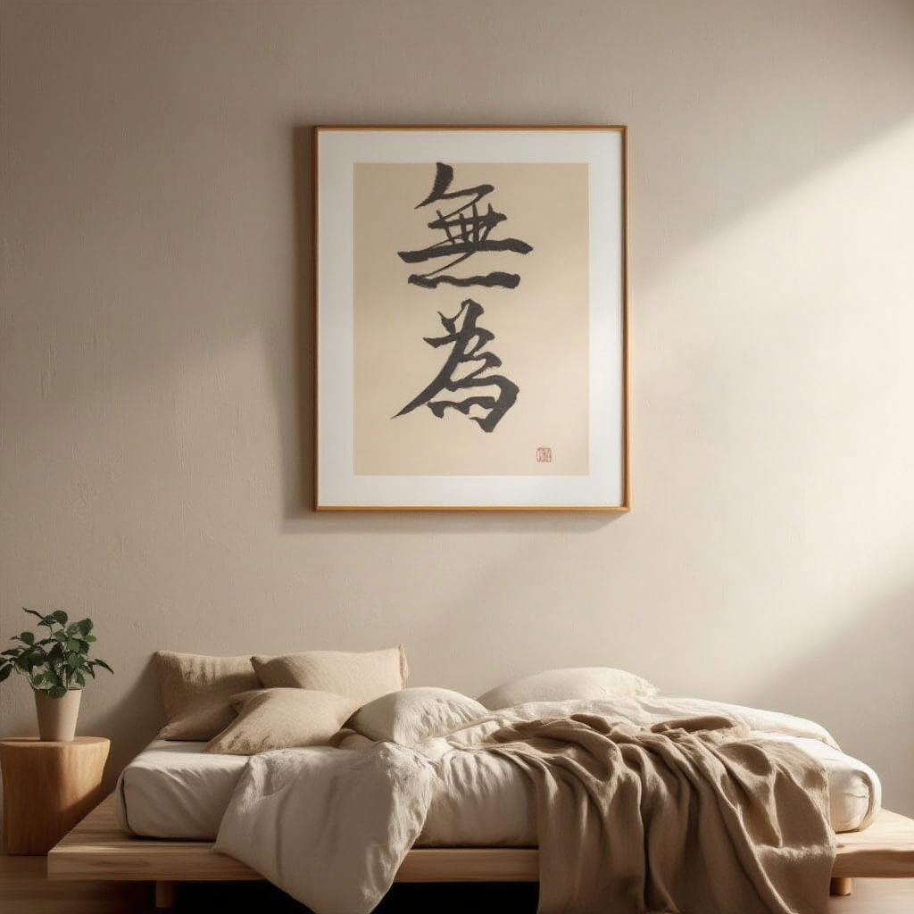 Wu Wei Calligraphy – Minimalist Zen Wall Art Print